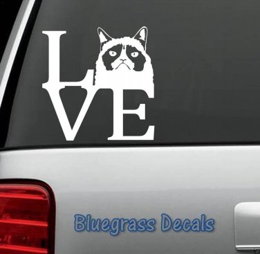 B1057 GRUMPY ANGRY CAT LOVE DECAL STICKER