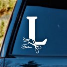 Letter L Hairdresser Hair Stylist Scissors Salon Decal Sticker *L1053 Curling