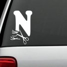 L1056 Letter N Hairdresser Hair Stylist Salon Spa Decal Sticker Curling Iron Art