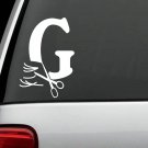 G1055 Letter G Hairdresser Hairstylist Salon Decal Sticker Curling Scissors Art