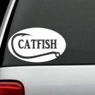 F1033 Catfish Fishing Oval Decal Sticker Car Truck SUV Laptop Boat Surface