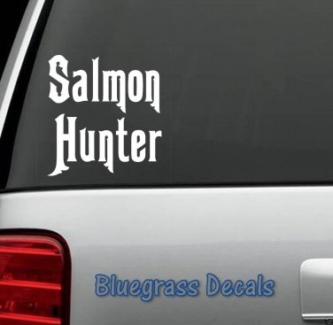 A1150 SALMON HUNTER WINDOW DECAL STICKER LAPTOP TRUCK SUV VAN BOAT LAPTOP MAC