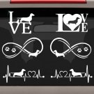 6-Count Dachshund Heartbeat Infinity LOVE Decal Sticker Set E1075 Pet Gift Art