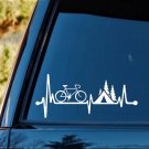 L1072 Bicycle Tent Camper Travel Hiker Camper Heartbeat Decal Sticker Hiking Art