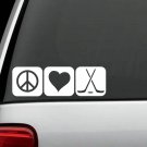M1078 Peace Love Hockey Decal Sticker Auto Window Art Hockey Stick Puck