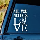 F1058 All You Need Is Love Heart Treble Clef Decal Sticker Marching Band Music