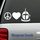 B1043 PEACE LOVE COFFEE DECAL STICKER CAR TRUCK SUV VAN KITCHEN BREW STATION ART