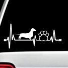Dachshund Heartbeat Pet Paw Lifeline Decal Sticker for Car Window 8 Inch BG 148
