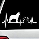 Husky Heartbeat Lifeline Dog Paw Decal Sticker for Car Window 8 Inch BG 150