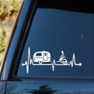 4-COUNT Camper Travel Trailer Kayak Heartbeat Decal Sticker Tent Camper *K1149