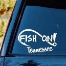 F1090 Fish On Tennessee Bass Fishing Decal Sticker Boat Trailer Rod Reel Lure