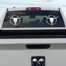 2-Count Longhorn Bull Cow Skull Barb Barbed Wire Decal Sticker L1037 Truck Suv