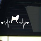 Pug heartbeat lifeline *I240* 8" wide Sticker decal dog bulldog