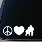 Peace Love Gorilla sticker *H63* 8" vinyl decal lowland silverback zoo great ape Peace Love Gorilla sticker *H63* 8" vinyl decal lowland silverback zoo great ape