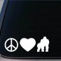 Peace Love Gorilla sticker *H63* 8" vinyl decal lowland silverback zoo great ape