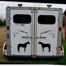 2 LARGE 12.5"  QUARTER HORSE STICKERS MIRRORED BARREL RODEO DECAL HORSE *C828*