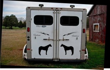 2 LARGE 12.5"  QUARTER HORSE STICKERS MIRRORED BARREL RODEO DECAL HORSE *C828*