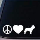 Peace love Frenchie sticker *H99* 8" vinyl french bulldog