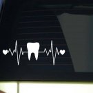 Tooth heartbeat lifeline *I257* 8" wide Sticker decal dentist hygienist