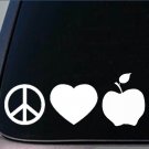 Peace love Apple sticker *H145* 8" vinyl teacher teaching