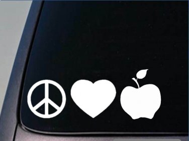 Peace love Apple sticker *H145* 8" vinyl teacher teaching