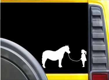 Girl walking Mini Horse Sticker k625 8 inch miniature horse decal