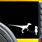 Girl walking Velociraptor Sticker K626 8 inch dinosaur decal