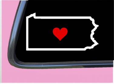 Pennsylvania State with Red Heart TP 369 vinyl 6" Decal Sticker