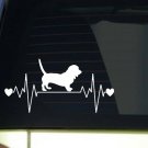Basset hound  heartbeat lifeline *I175* 8" wide Sticker decal