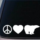 Peace Love polar bear sticker *H62* 8" vinyl decal alaska igloo kodiak arctic Peace Love polar bear sticker *H62* 8" vinyl decal alaska igloo kodiak arctic