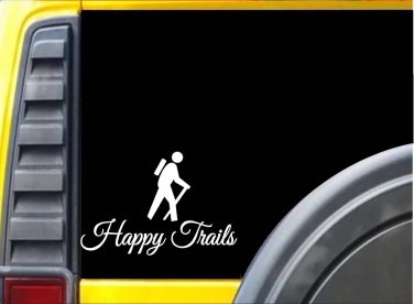 Hiker Happy Trails K957 6 inch Sticker hiking trail decal