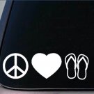 Peace love Flip flops sticker *H151* 8" vinyl beach surf tan