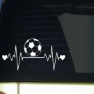 Soccer heartbeat lifeline *I252* 8" wide Sticker decal goalie ball net