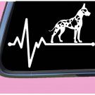 Harlequin Great Dane lifeline cropped TP 550 vinyl 8" Decal Sticker heartbeat