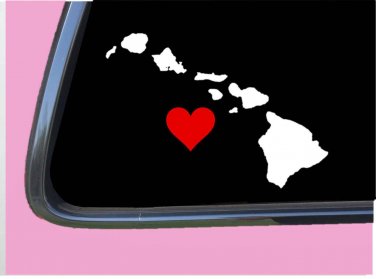 Hawaii State with Red Heart TP 364 vinyl 6" Decal Sticker