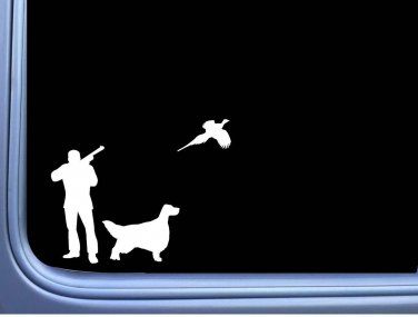 English Setter with Pheasant TP 373 vinyl 6" Decal Sticker setting quail bird