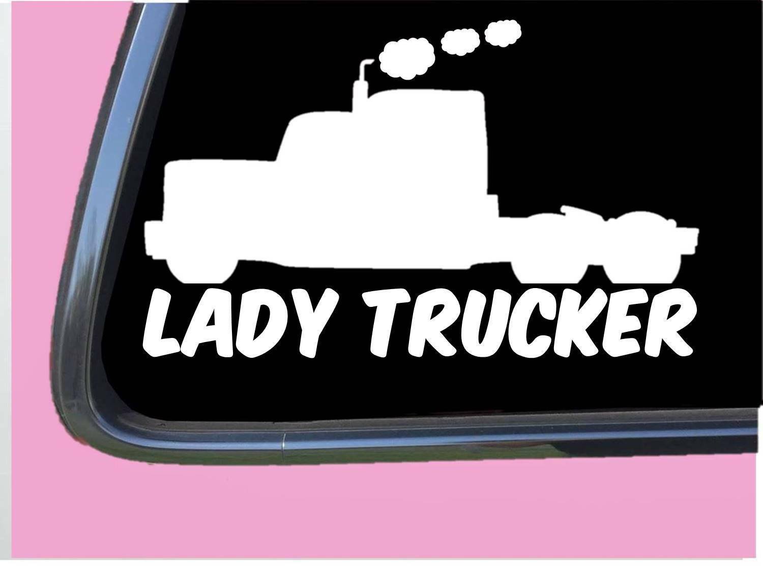 Lady Trucker TP 684 vinyl 8" Decal Sticker truck driver semi big rig 18