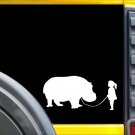 Girl Walking a Hippo Sticker k623 8 inch decal