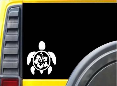 Sea Turtle Hibiscus Sticker k960 6 inch hawaii decal