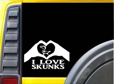 Skunk Hands Heart sticker K552 8" vinyl cage decal