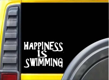 Happiness is Swimming K296 8 inch decal swim sticker