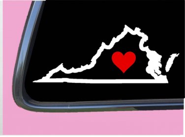 Virginia State with Red Heart TP 341 vinyl 6" Decal Sticker