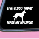 Give Blood Belgian Malinois TP 523 vinyl 8" Decal Sticker dog schutzhund sleeve