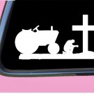 Praying Farmer TP 667 Sticker 8" Decal Christian tractor cow horse ranch pig