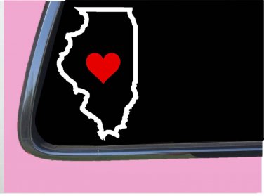 Illinois State with Red Heart TP 343 vinyl 6" Decal Sticker