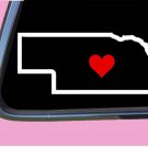 Nebraska State with Red Heart TP 350 vinyl 6" Decal Sticker