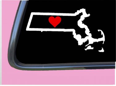 Massachusetts State with Red Heart TP 370 vinyl 6" Decal Sticker