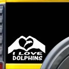 Dolphin Hands Heart Sticker J986 8 inch bottlenose florida decal