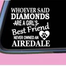 Airedale Terrier Diamonds TP 442 vinyl 6" Decal Sticker dog breed airdale
