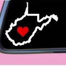 West Virginia State with Red Heart TP 342 vinyl 6" Decal Sticker